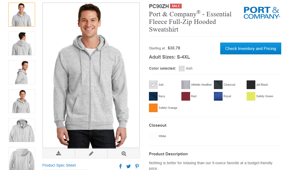 Port & Company Essential Fleece Full-Zip Hooded Sweatshirt – Unisex ...
